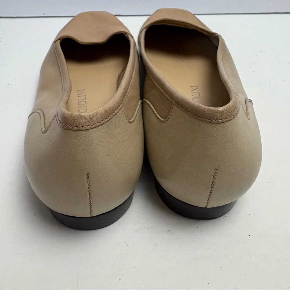 Enzo Angiolini Vintage Liberty Cream Tan Leather Flats Minimalist Design 8.5 N